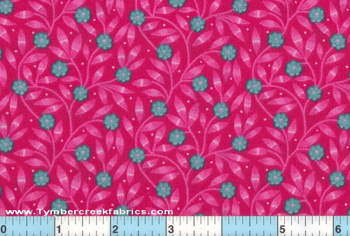 Hot Pink Teal Blue Flower Fabric